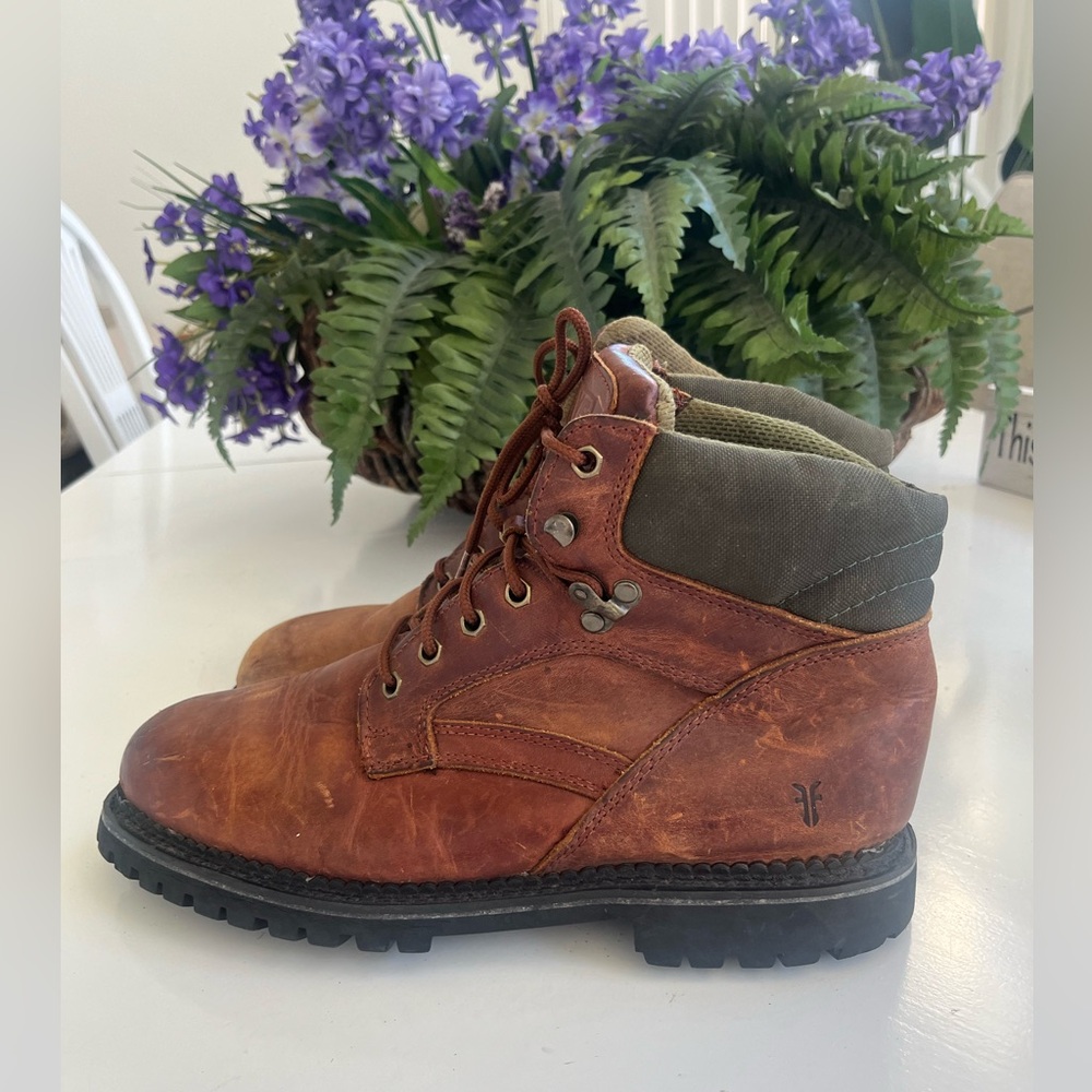 Frye Rockville Distressed Brown Combat Boots Size 12 87145